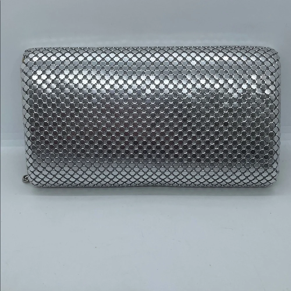 Jessica McClintock Silver Metal Mesh Clutch